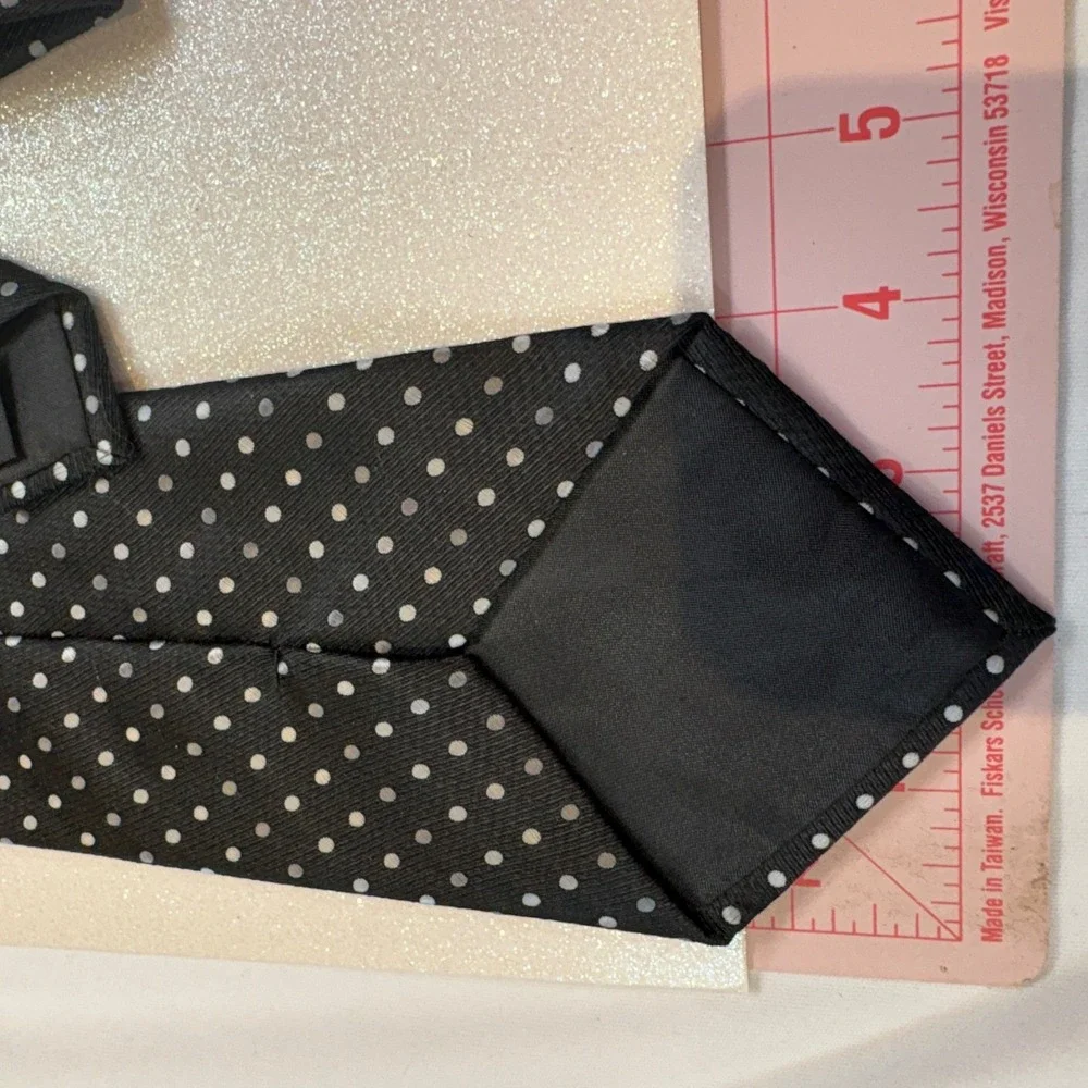 Cedarwood State‎ Mens Black Polka Dot Silk Blend Necktie Silver Grey Pattern
